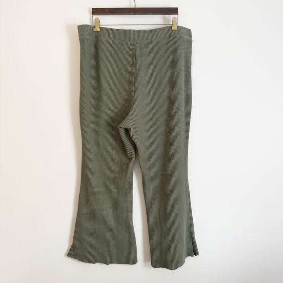 AERIE Waffle Knit Flare Lounge Sweatpants Olive Green XXL - Picture 6 of 8